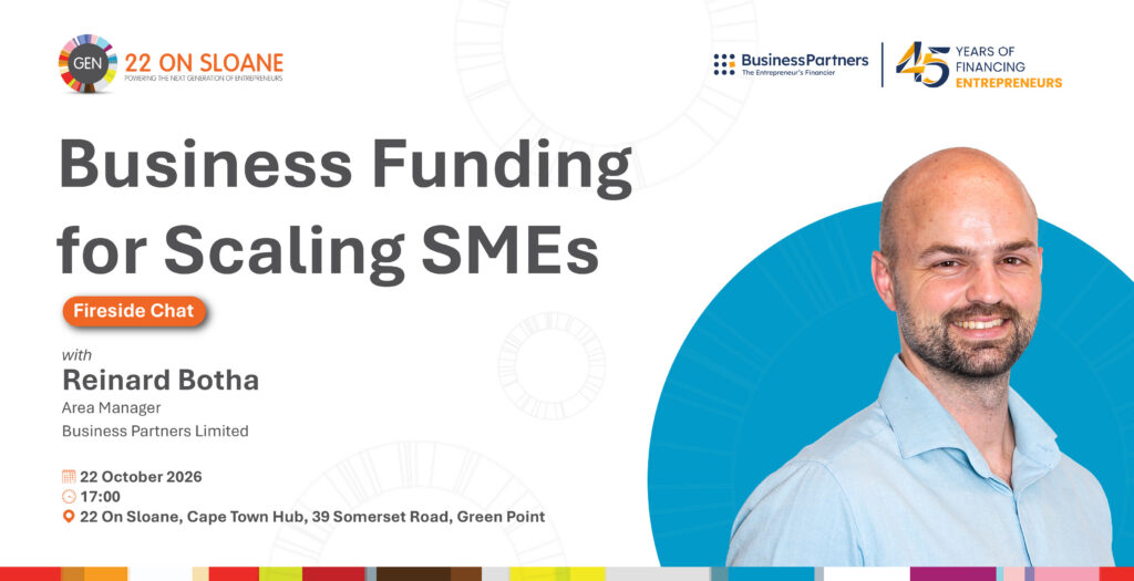 Join us for an engaging Fireside Chat on Business Funding for Scaling SMEs, featuring  Reinard Botha, Area Manager at Business Partners Limited!